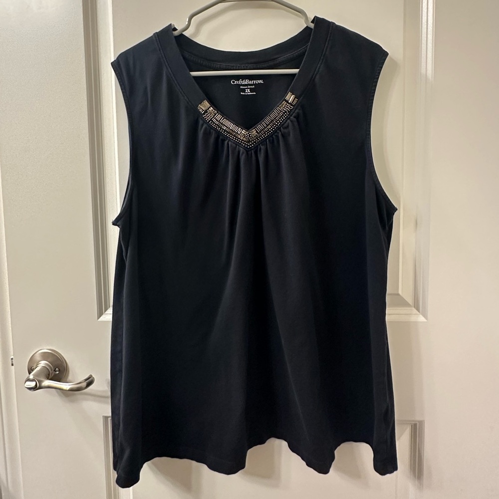 Croft & Barrow Women's Black Embellished Tank Top